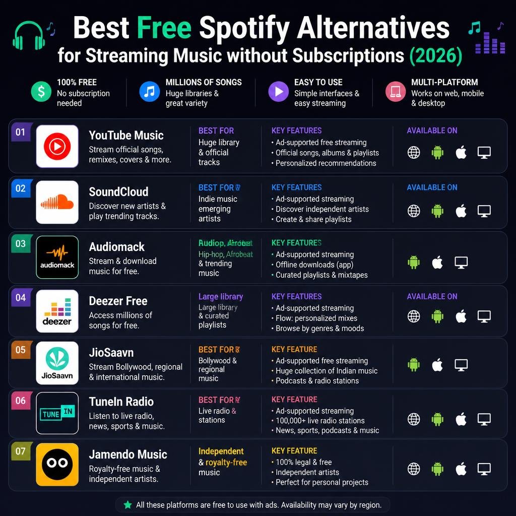 Best Free Spotify Alternatives