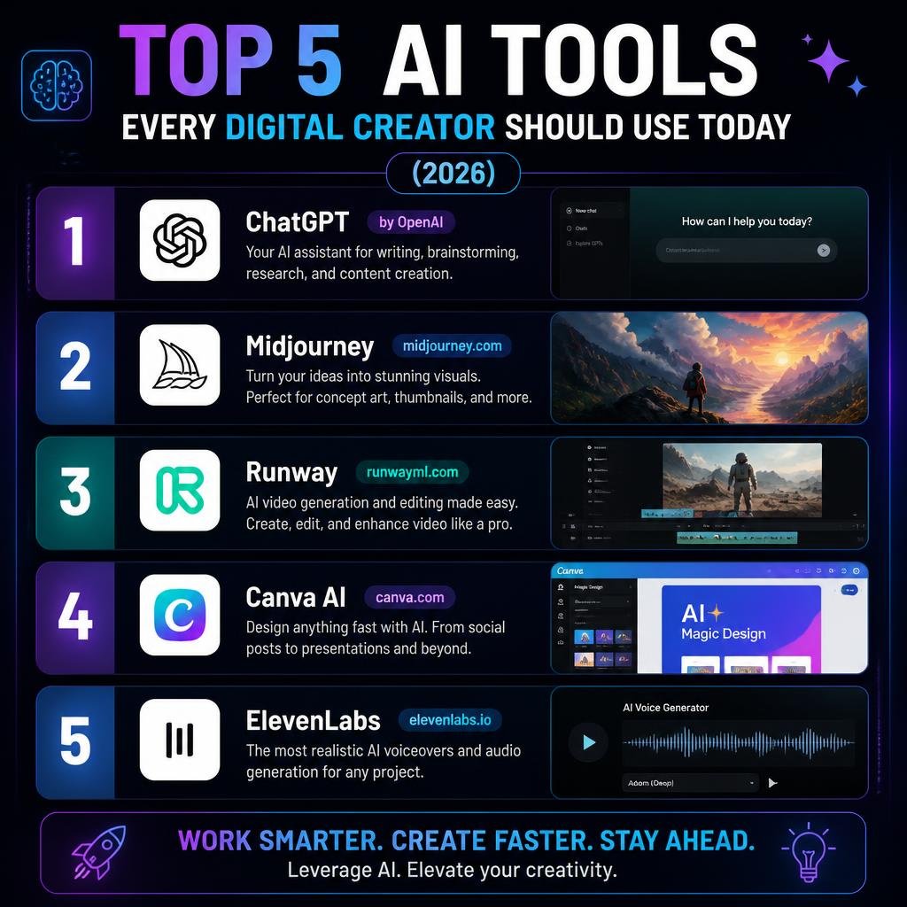 top 5 ai tools every digital creator should use today guide